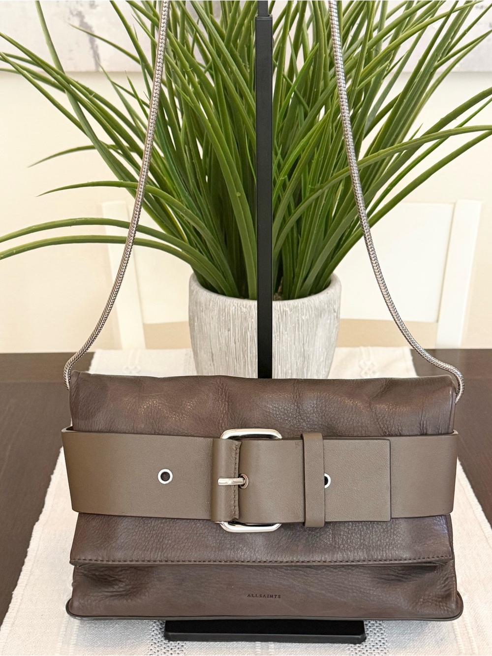 AllSaints Zoku Leather Clutch